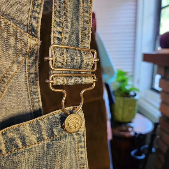 Vtg Faded Glory Authentic Wear Women's Med Denim Overall Jumper Mini Dress - Picture 4 of 8